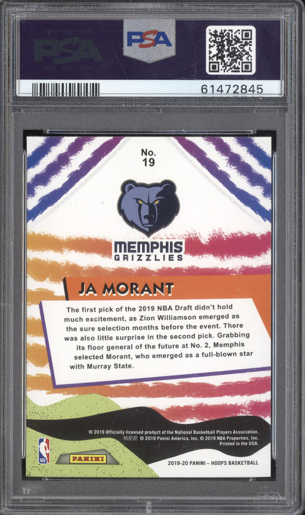 Ja Morant 2019-20 Panini Hoops 19 We Got Next RC PSA 10