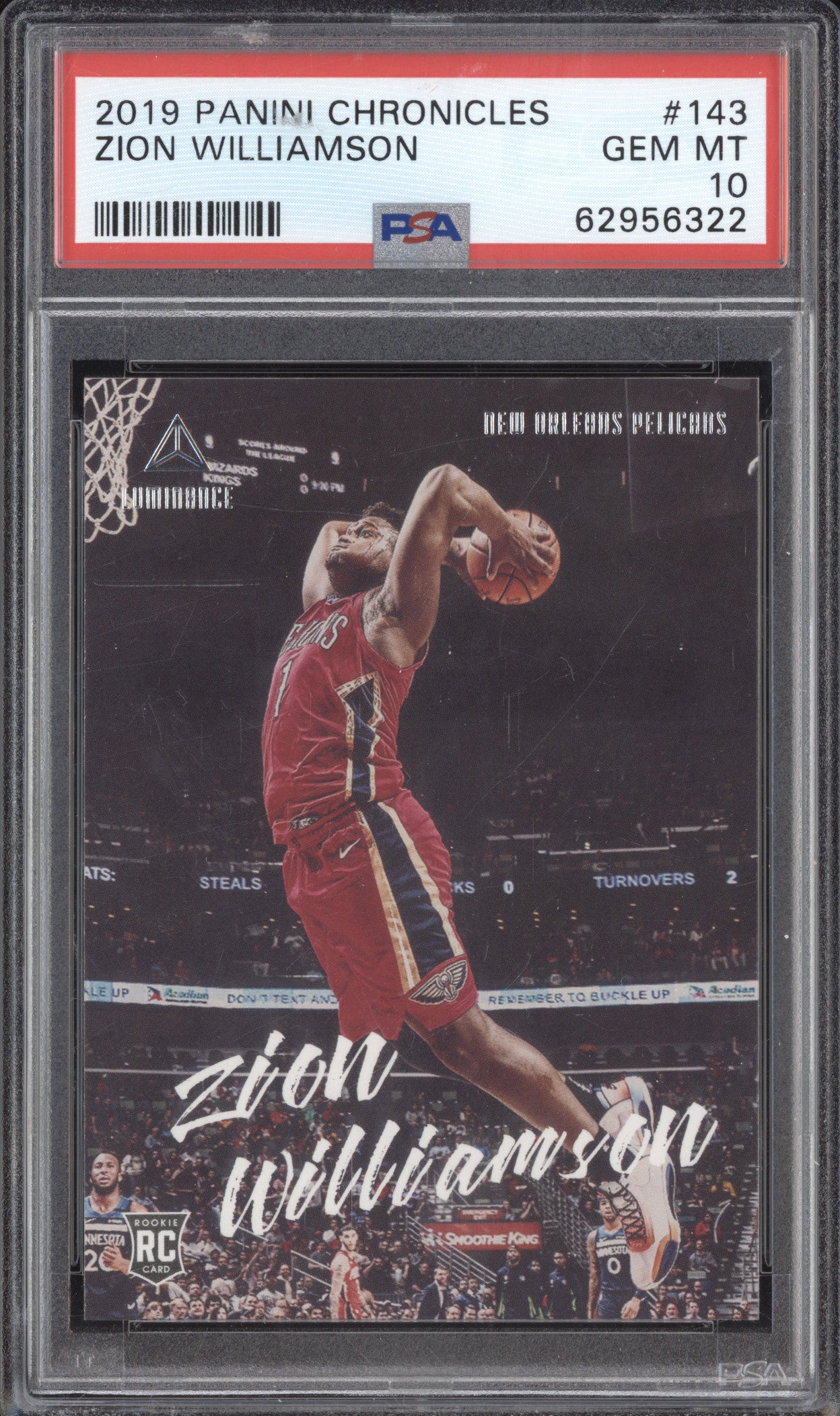 Zion Williamson 2019-20 Panini Chronicles 143 Luminance RC PSA 10