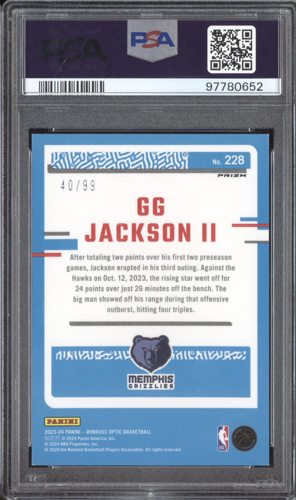 GG Jackson II 2023-24 Panini Donruss Optic Red Gold International RC 40/99 PSA 8