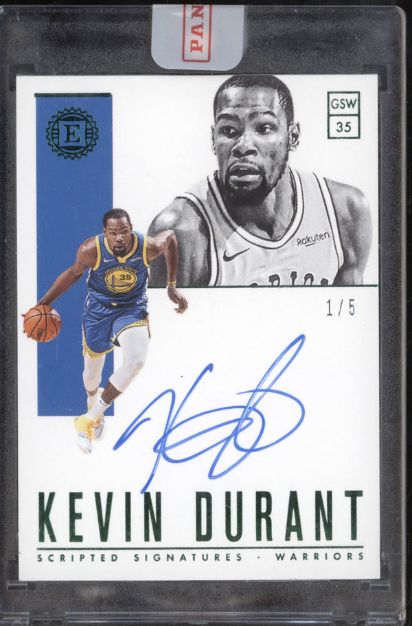 Kevin Durant 2018-19 Panini Encased SC-KDR Scripted Signatures Green 1/5