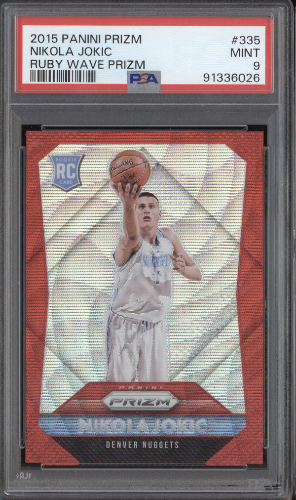 Nikola Jokic 2015-16 Panini Prizm 335 Ruby Wave RC 297/350 PSA 9