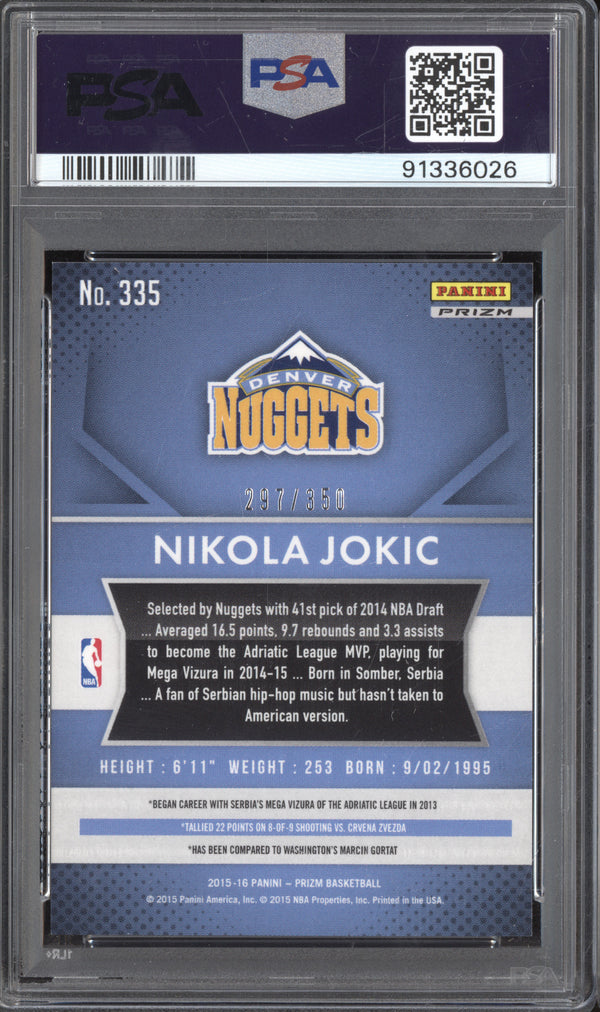 Nikola Jokic 2015-16 Panini Prizm 335 Ruby Wave RC 297/350 PSA 9