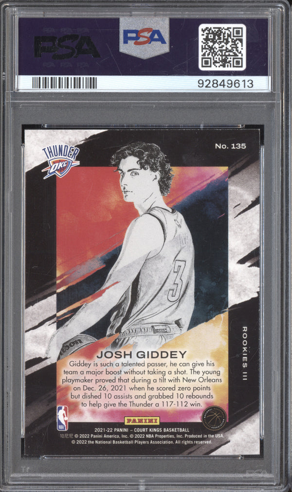 Josh Giddey 2021-22 Panini Court Kings 135 RC PSA 9