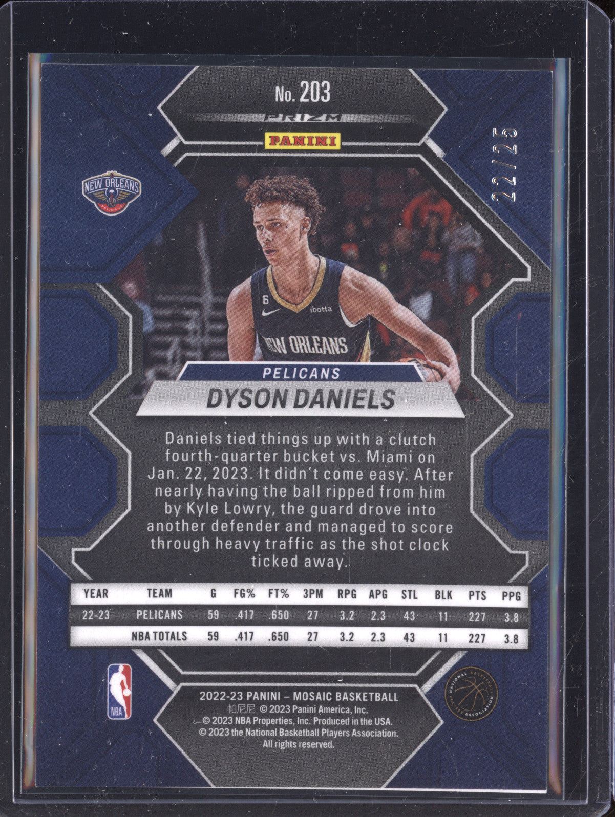 Dyson Daniels 2022-23 Panini Mosaic 203 White Mosaic RC 22/25