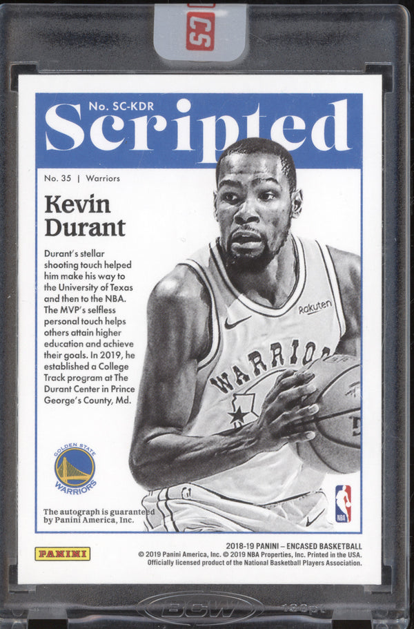 Kevin Durant 2018-19 Panini Encased SC-KDR Scripted Signatures Green 1/5