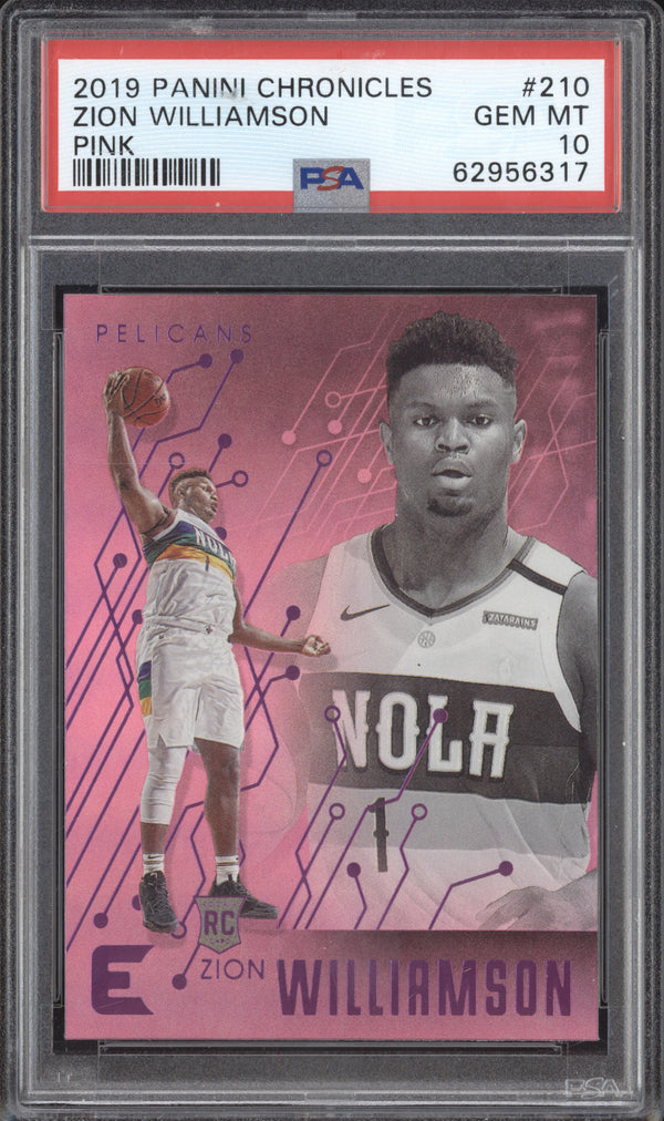 Zion Williamson 2019-20 Panini Chronicles 210 Essentials Pink RC PSA 10