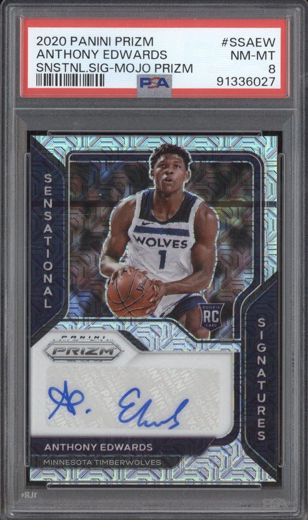 Anthony Edwards 2020-21 Panini Prizm SS-AEW Sensational Signatures Mojo RC 16/25 PSA 8