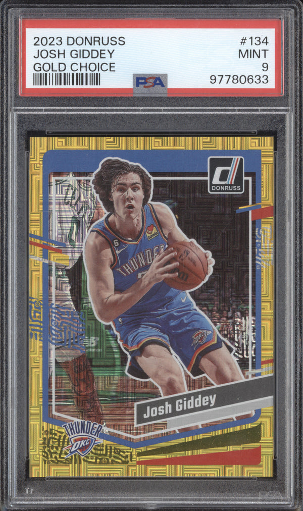 Josh Giddey 2023-24 Panini Donruss 134 Gold Choice 1/10 PSA 9