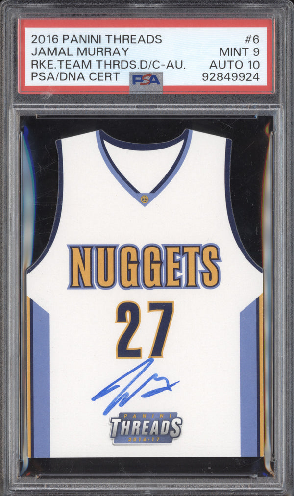 Jamal Murray 2016-17 Panini Threads 6 Rookie Team Threads Auto RC /199 PSA 9/10