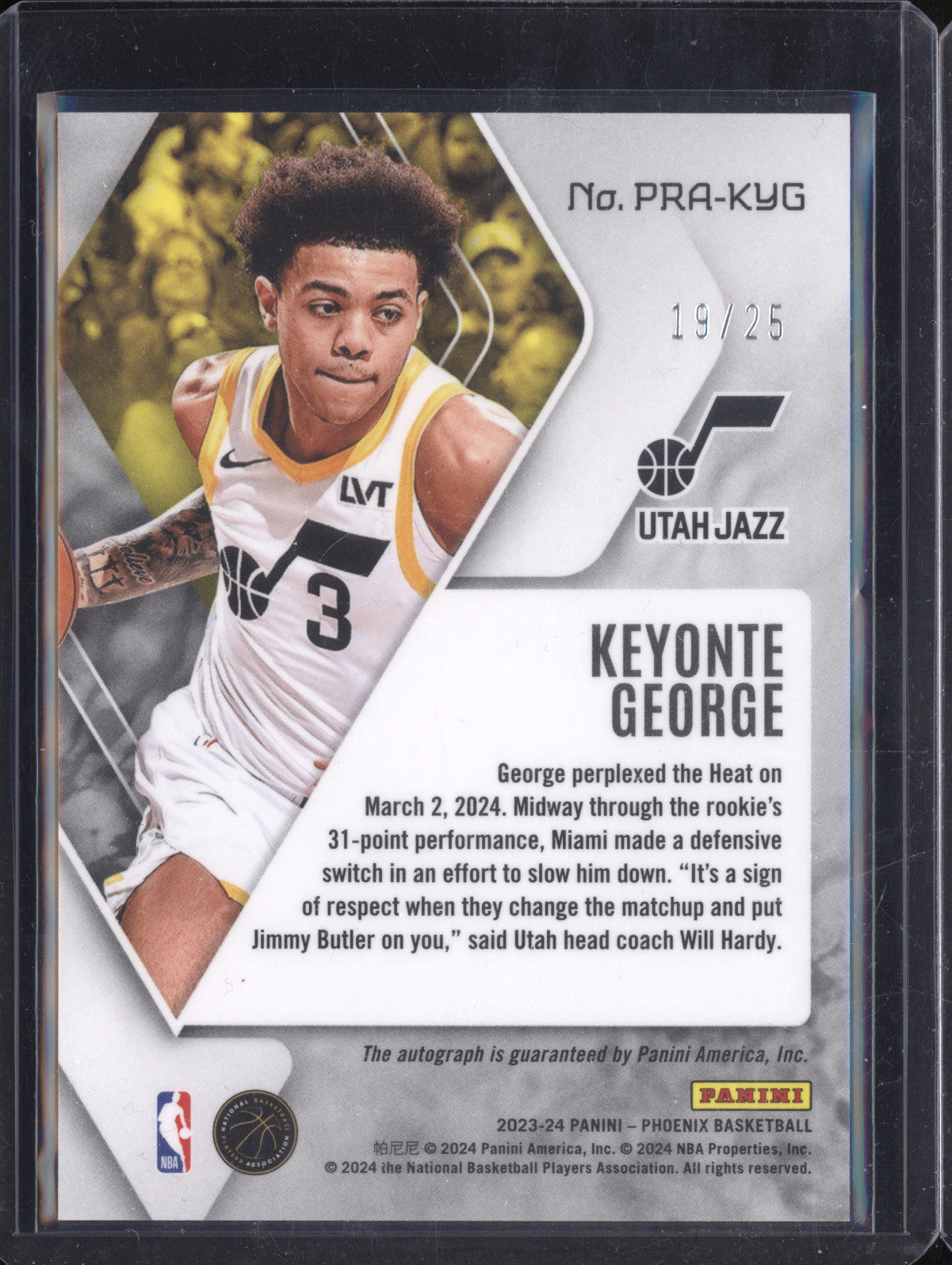 Keyonte George 2023-24 Panini Phoenix PRA-KYG Phoenix Rookie Auto Purple RC /25