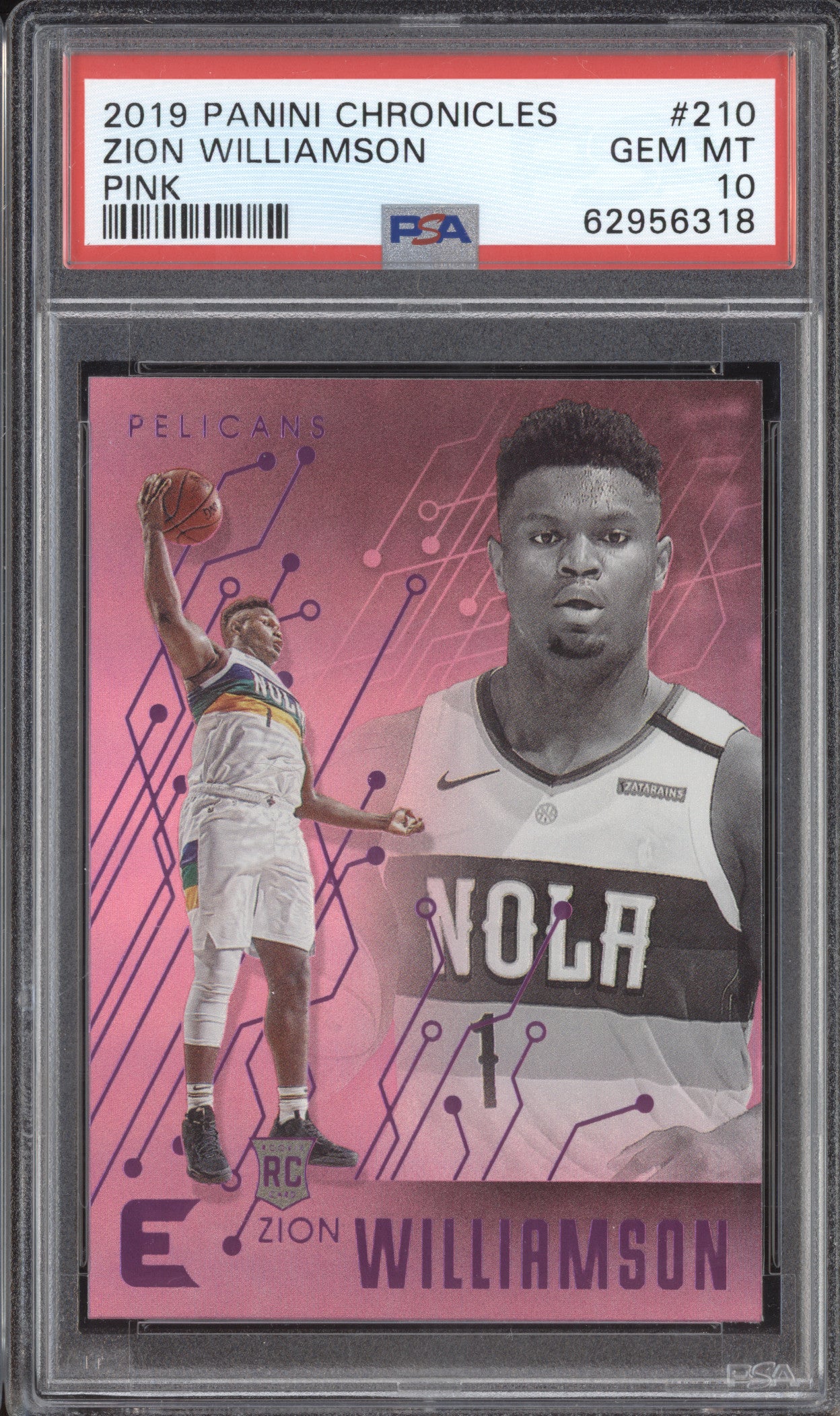 Zion Williamson 2019-20 Panini Chronicles 210 Essentials Pink RC PSA 10