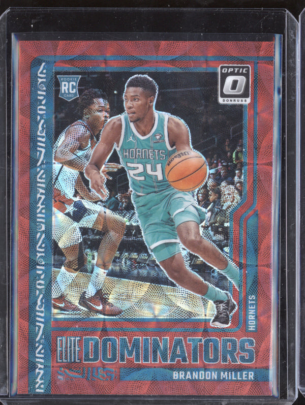 Brandon Miller 2023-24 Panini Donruss Optic 17 Elite Dominators Red International RC