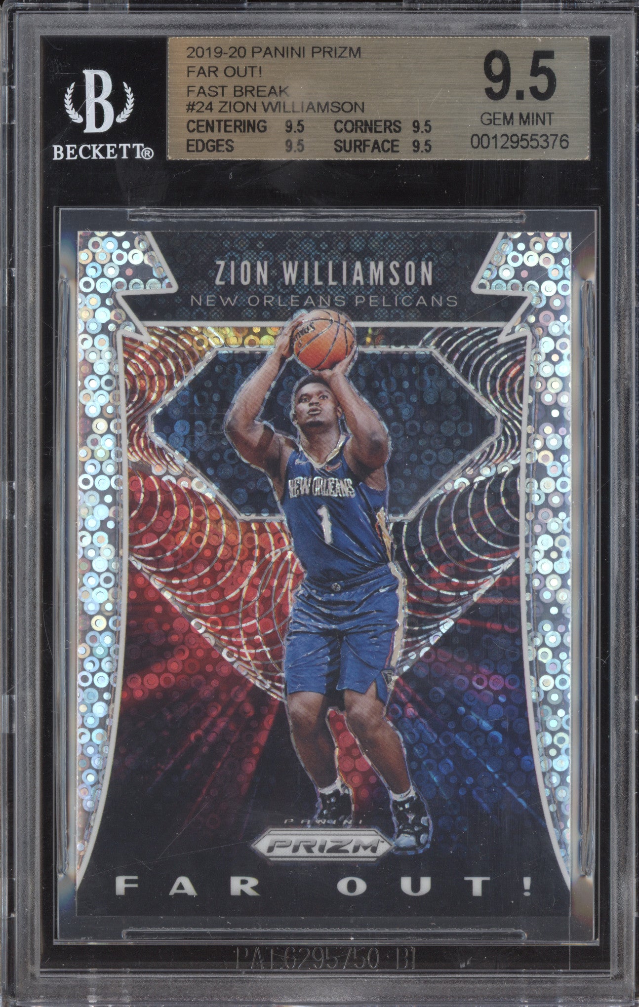 Zion Williamson 2019-20 Panini Prizm 24 Far Out! Fast Break RC BGS 9.5