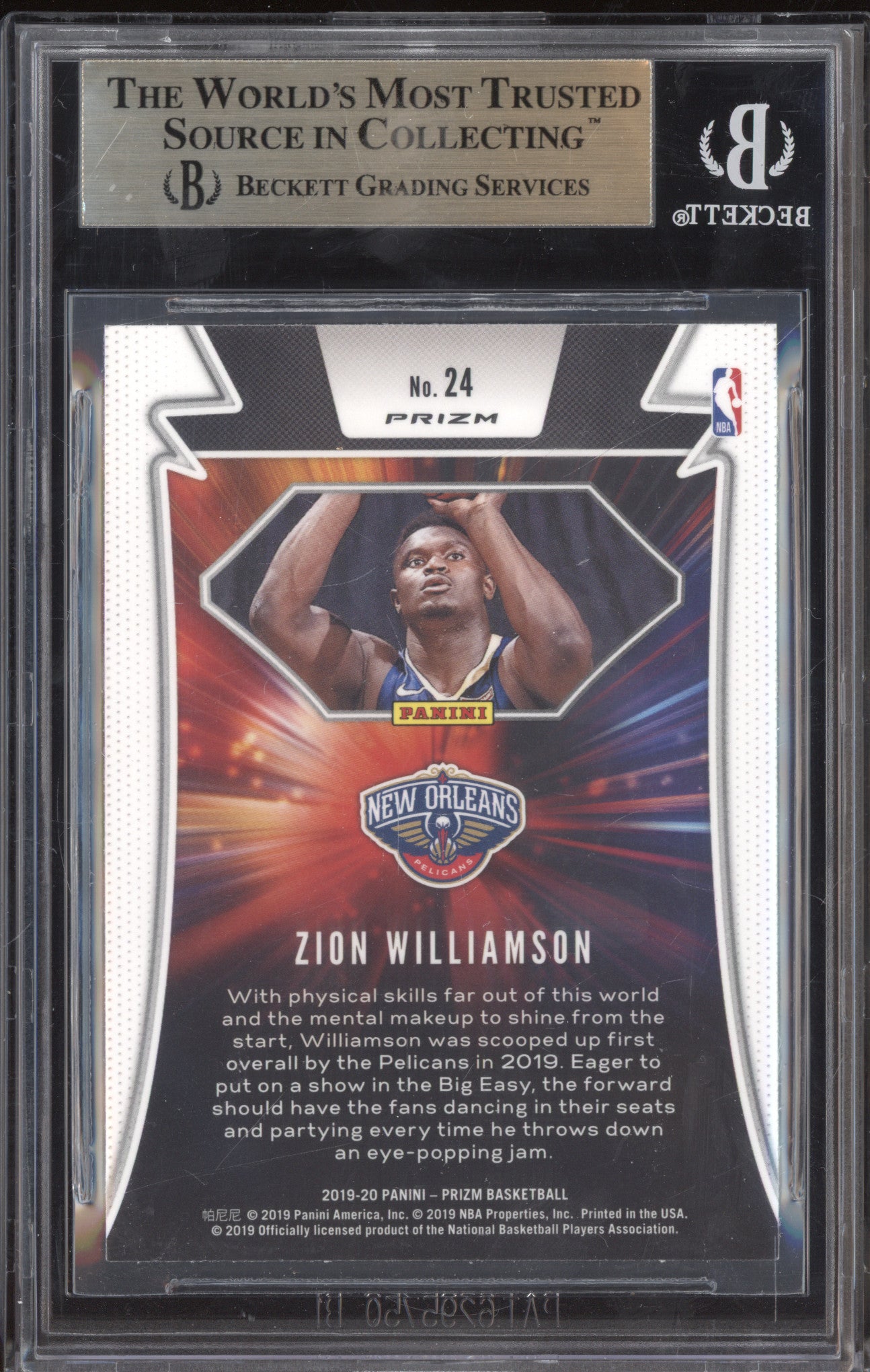 Zion Williamson 2019-20 Panini Prizm 24 Far Out! Fast Break RC BGS 9.5