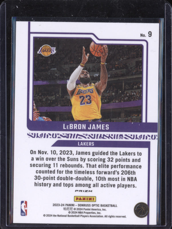 LeBron James 2023-24 Panini Donruss Optic 9 Elite Dominators Holo