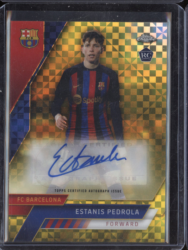 Estanis Pedrola 2022-23 Topps Chrome Barcelona AU-ES Gold Auto RC 50/99