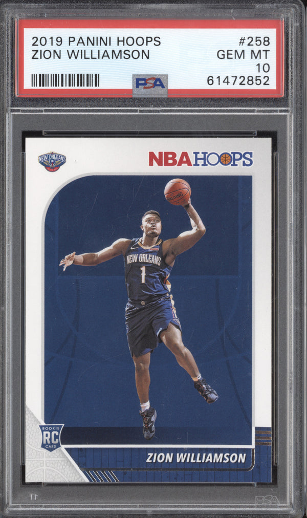 Zion Williamson 2019-20 Panini Hoops 258 RC PSA 10