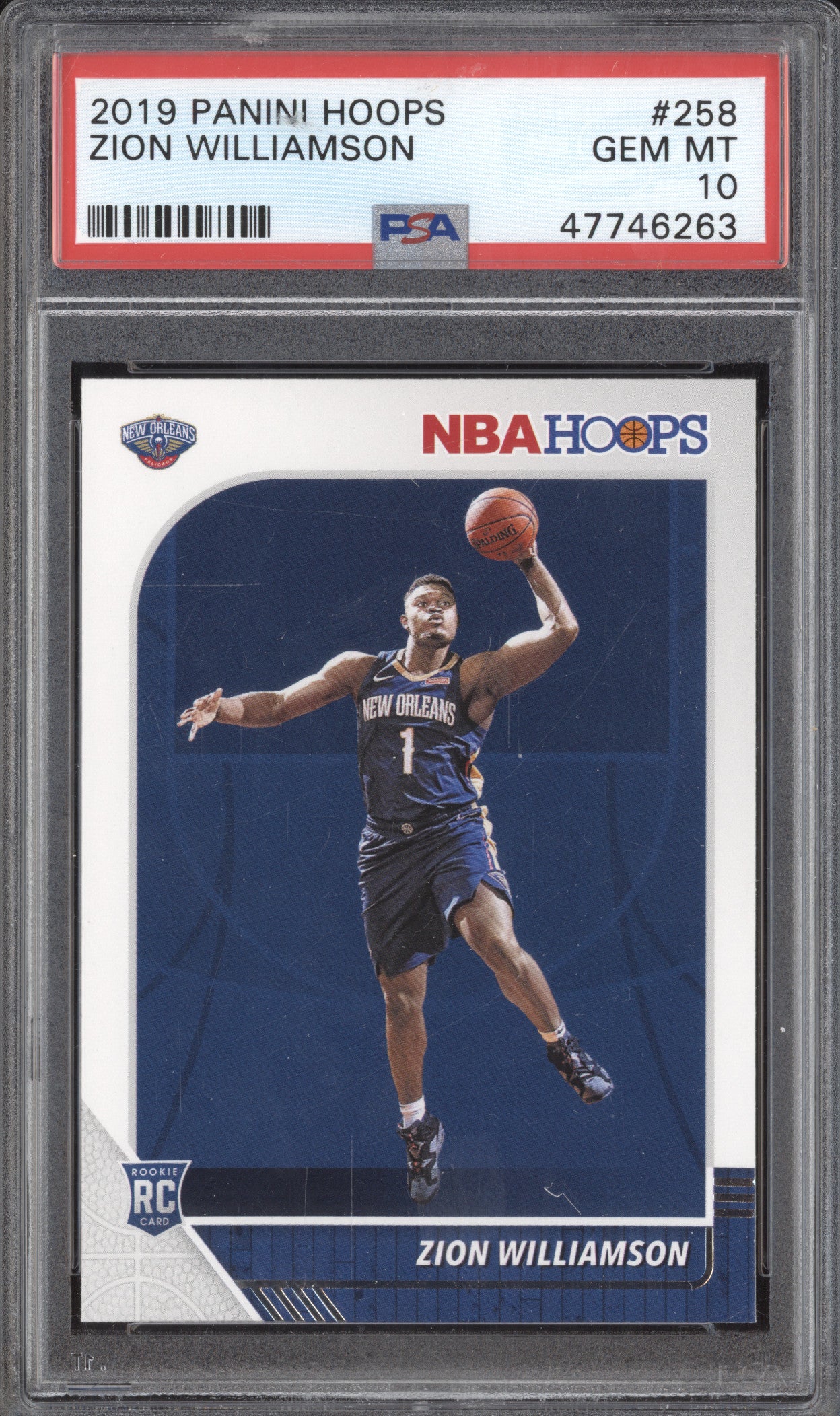 Zion Williamson 2019-20 Panini Hoops 258 RC PSA 10