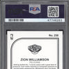 Zion Williamson 2019-20 Panini Hoops 258 RC PSA 10