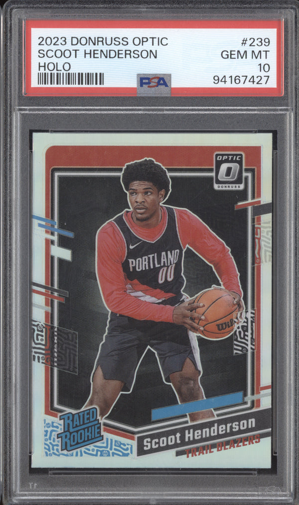 Scoot Henderson 2023-24 Panini Donruss Optic 239 Holo RC PSA 10