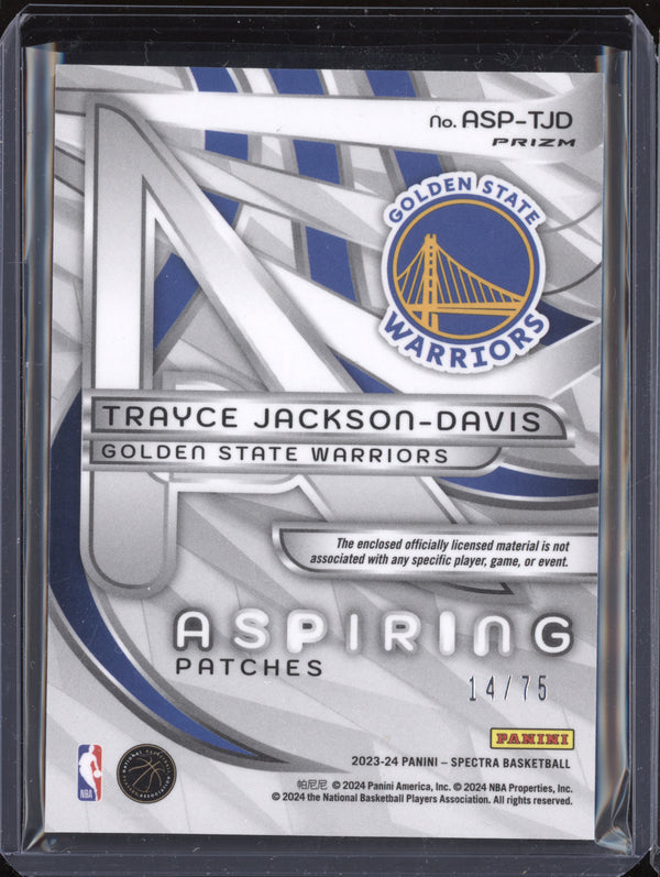 Trayce Jackson-Davis 2023-24 Panini Spectra Aspiring Patch Interstellar RC 14/75