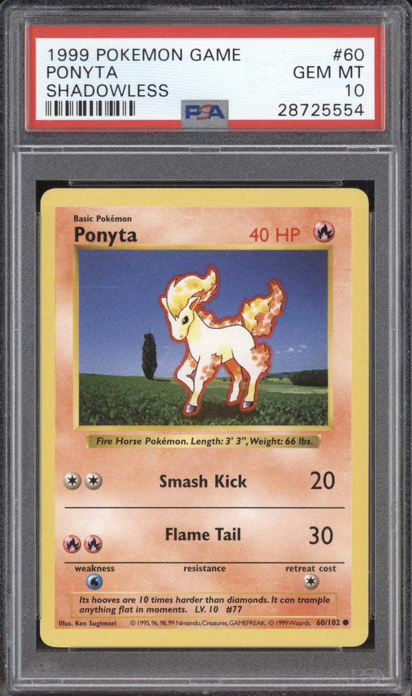 Ponyta 1999 Pokemon Game 60 Shadowless PSA 10