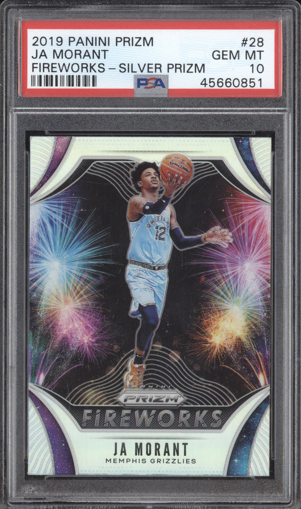 Ja Morant 2019-20 Panini Prizm 28 Fireworks Silver RC PSA 10