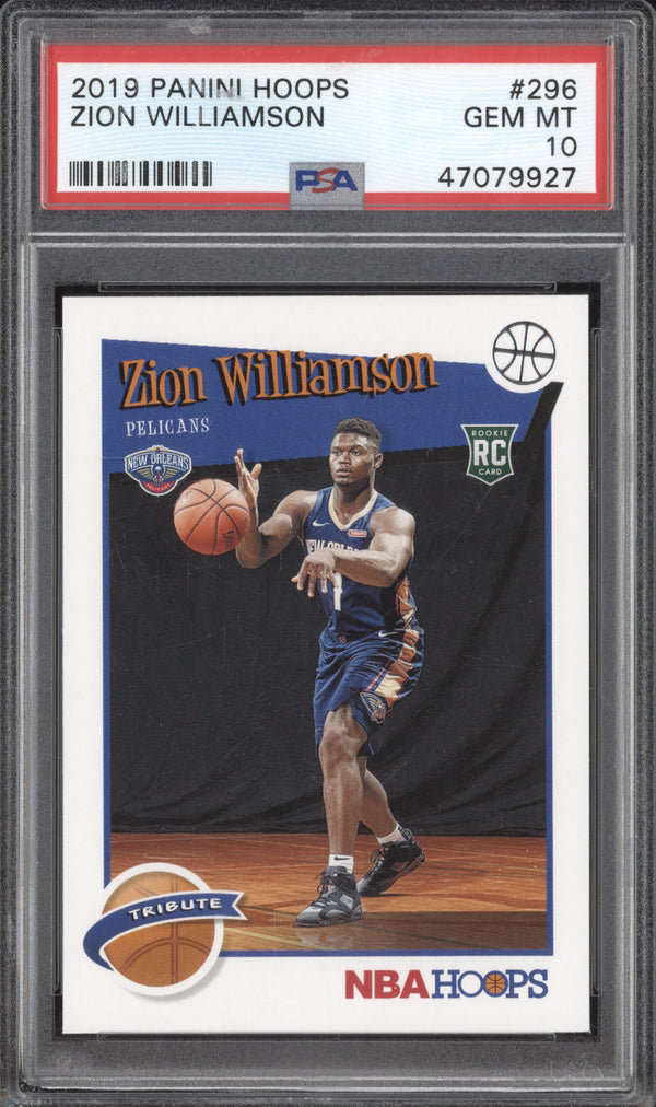 Zion Williamson 2019-20 Panini Hoops 296 RC PSA 10