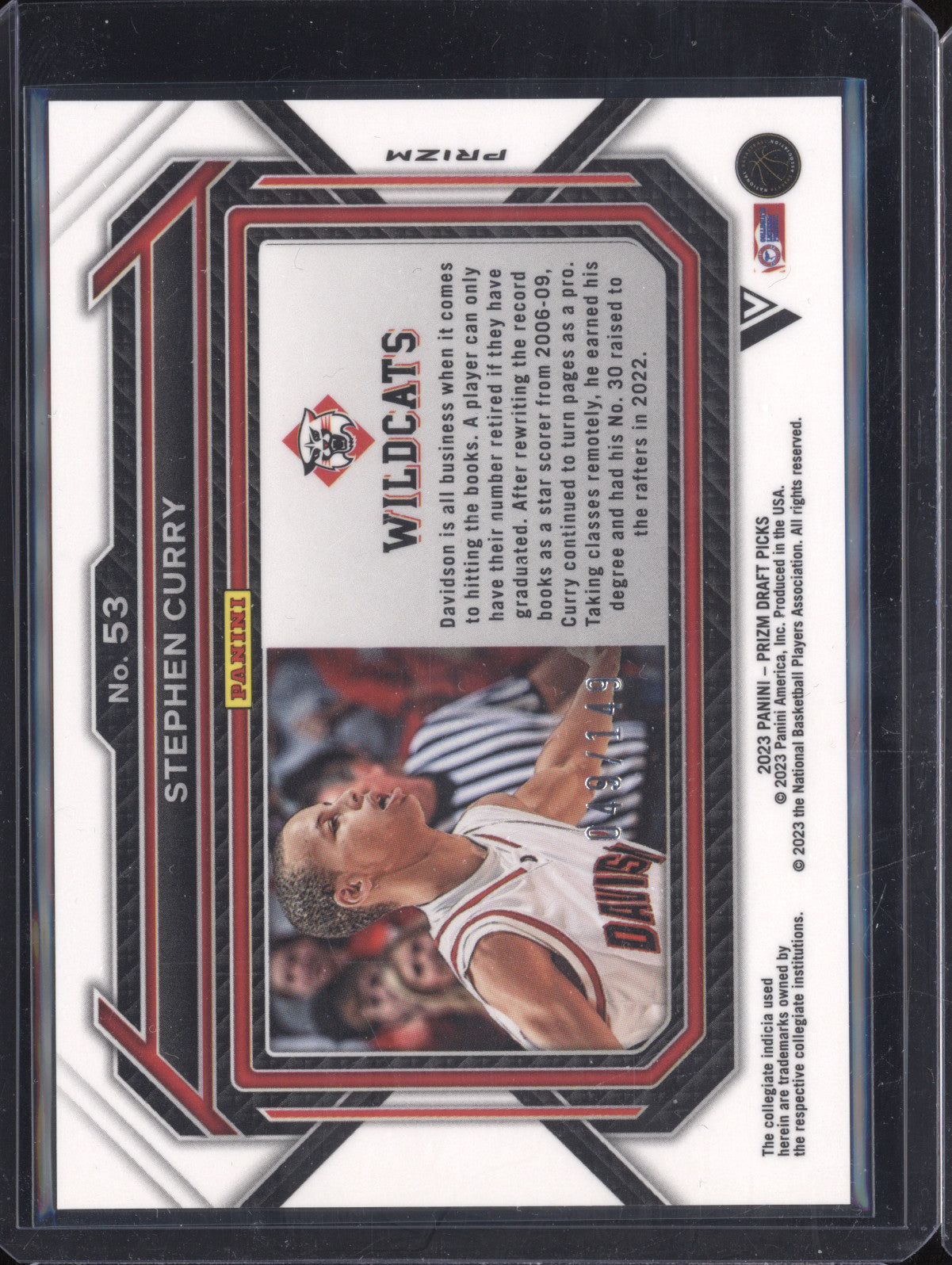 Stephen Curry 2023 Panini Prizm Draft Picks 53 Purple Cracked Ice 49/149