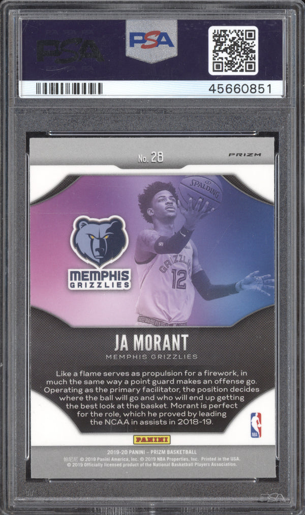 Ja Morant 2019-20 Panini Prizm 28 Fireworks Silver RC PSA 10