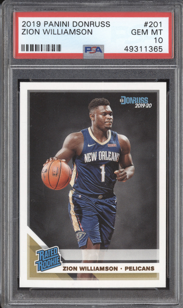 Zion Williamson 2019-20 Panini Donruss 201 RC PSA 10