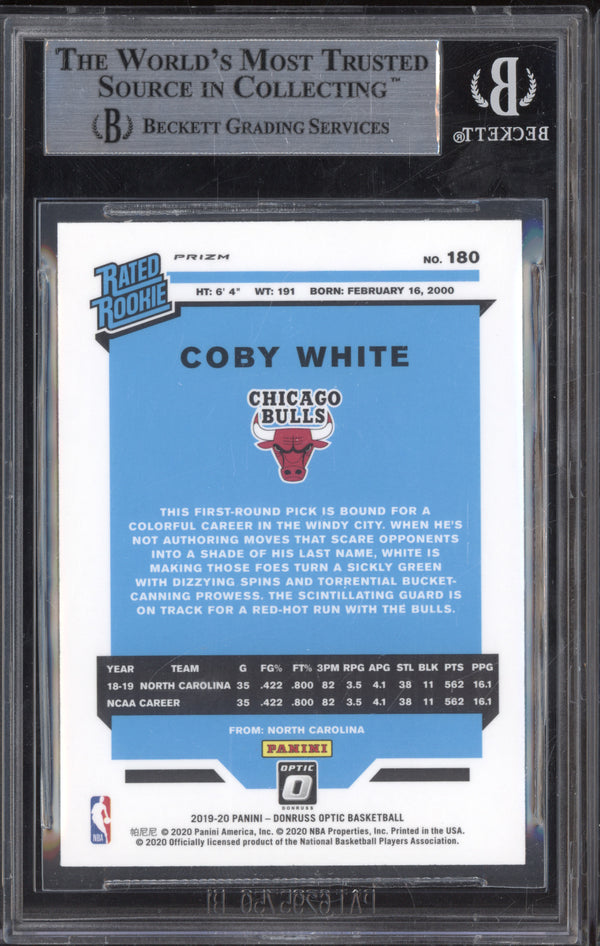 Coby White 2019-20 Panini Donruss Optic 180 Choice Dragon RC BGS 9