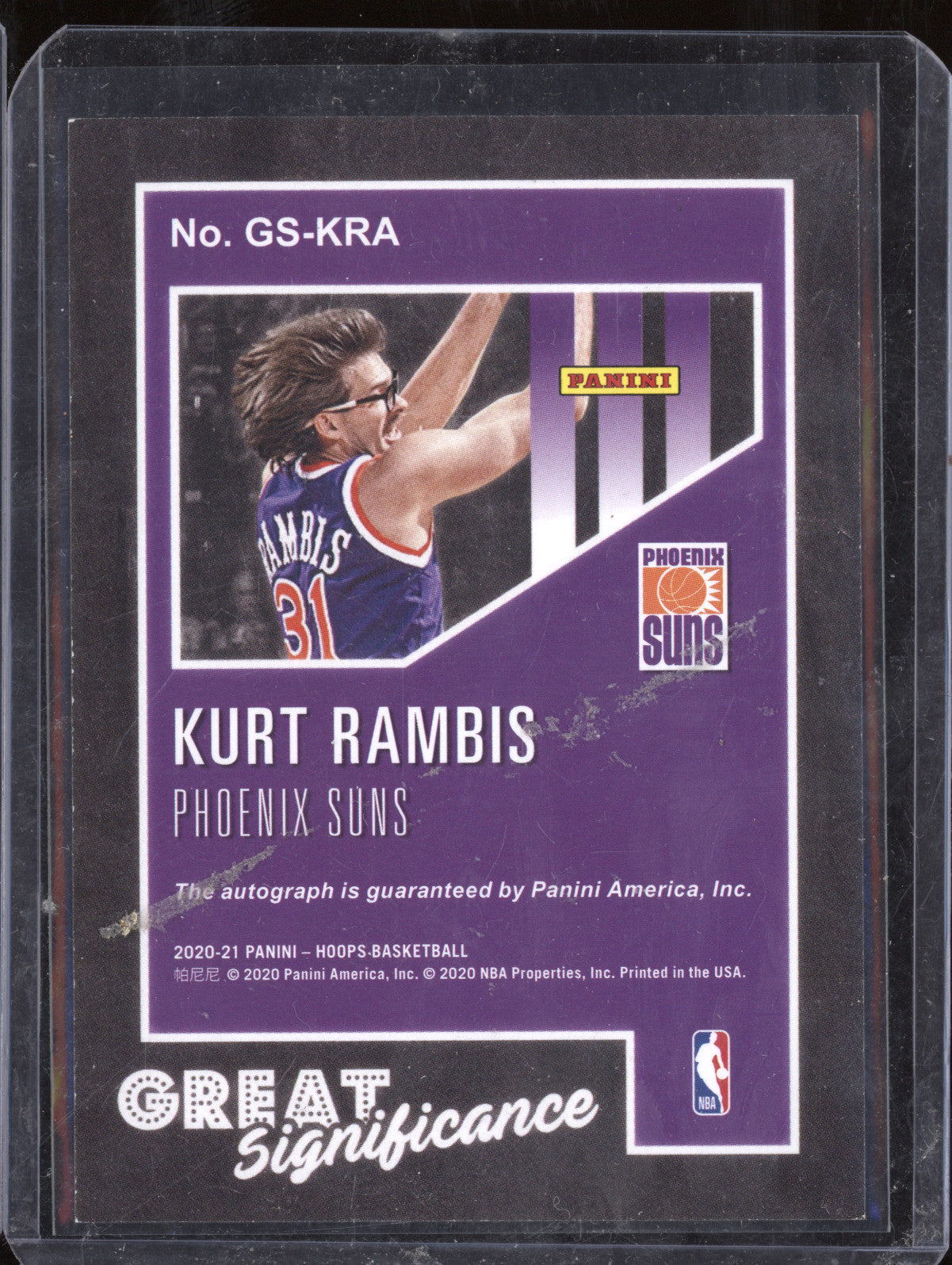 Kurt Rambis 2020-21 Panini Hoops GS-KRA Great SIGnificance Gold 7/10