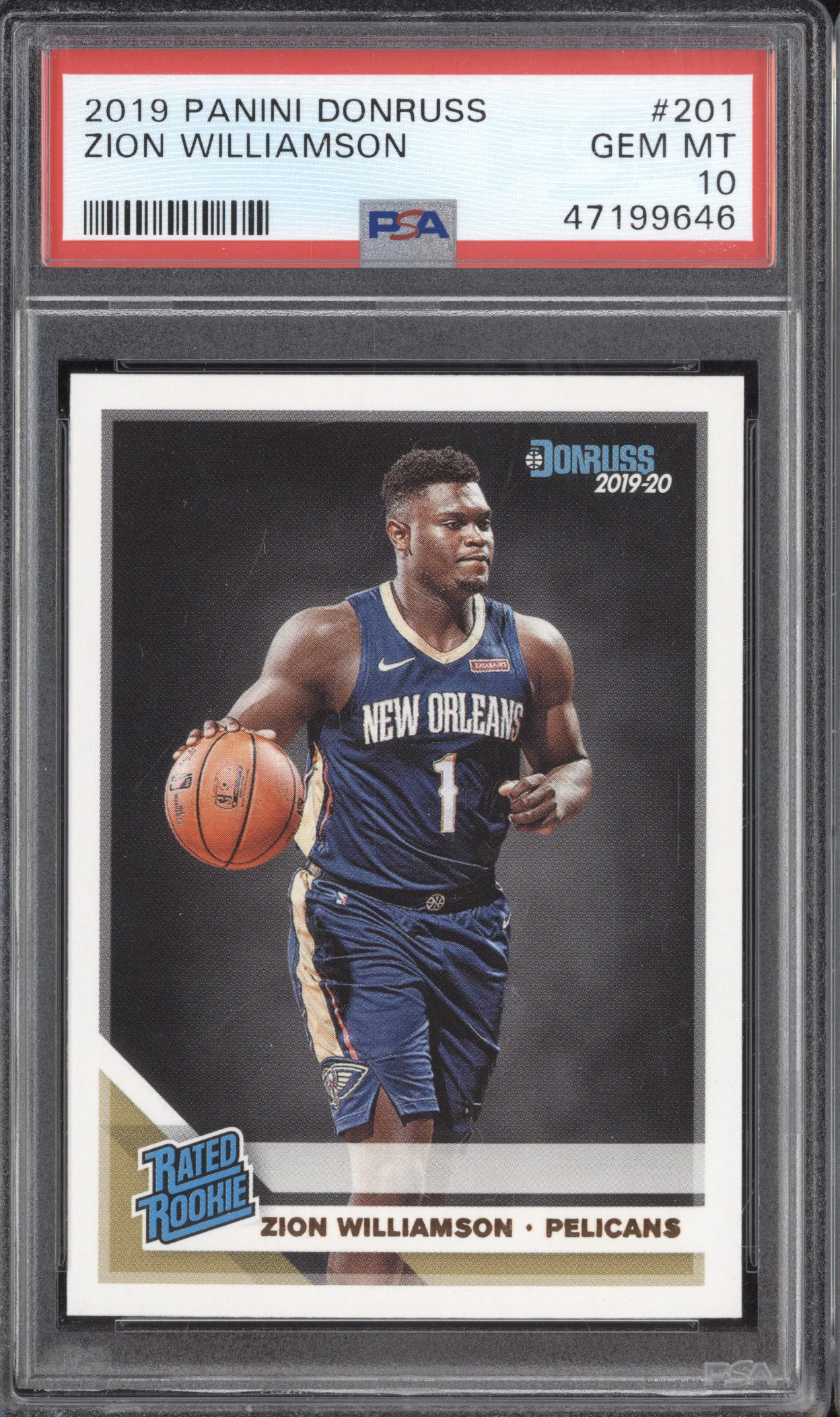 Zion Williamson 2019-20 Panini Donruss 201 RC PSA 10