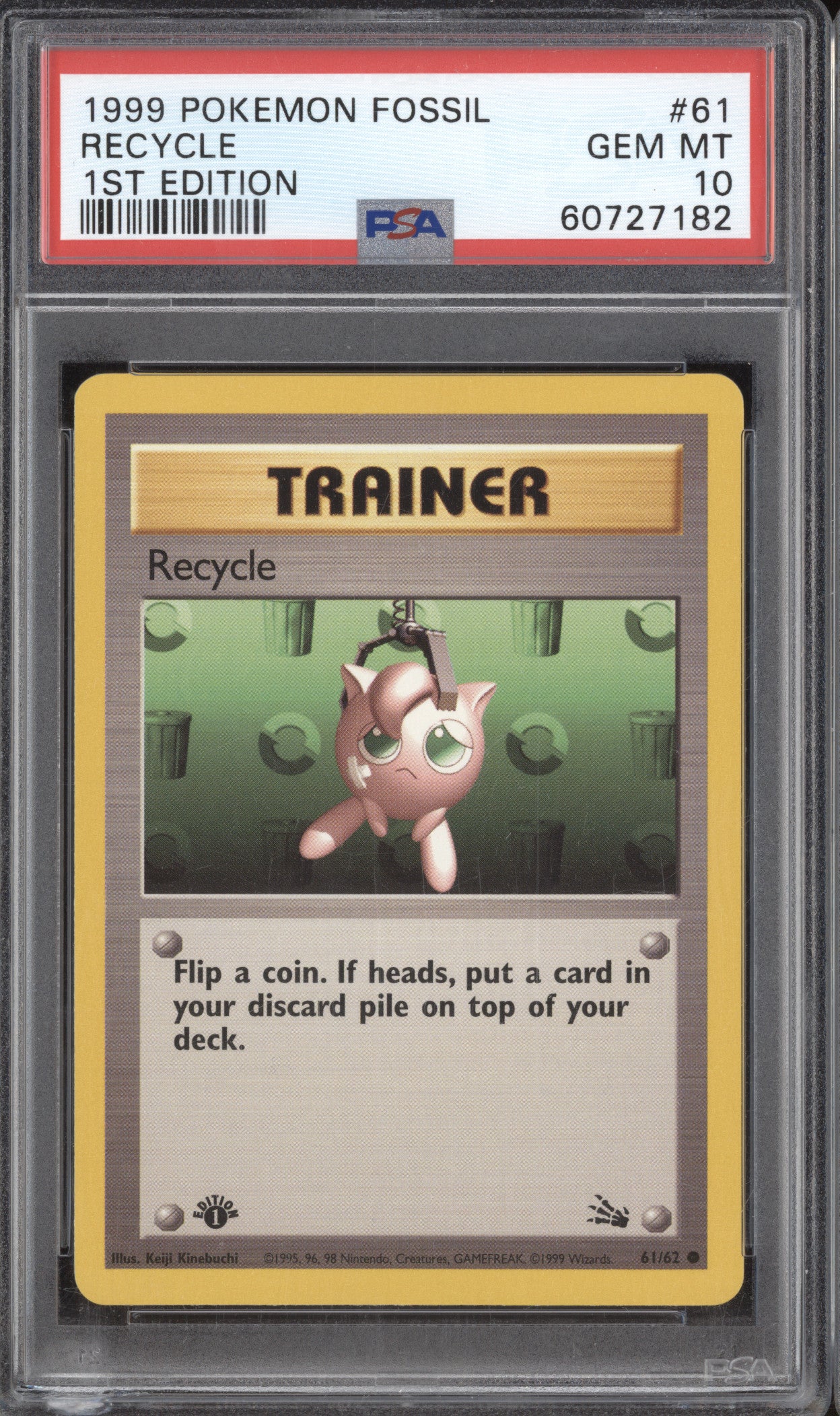 Recycle 1999 Pokemon Fossil 61 1st Edition PSA 10