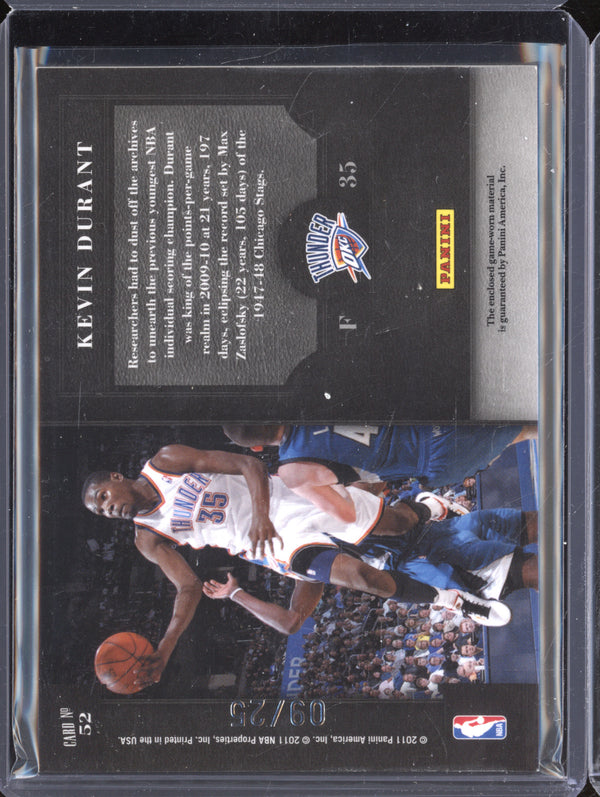 Kevin Durant 2010-11 Panini Elite Black Box 52 Elite Series Patch 9/25