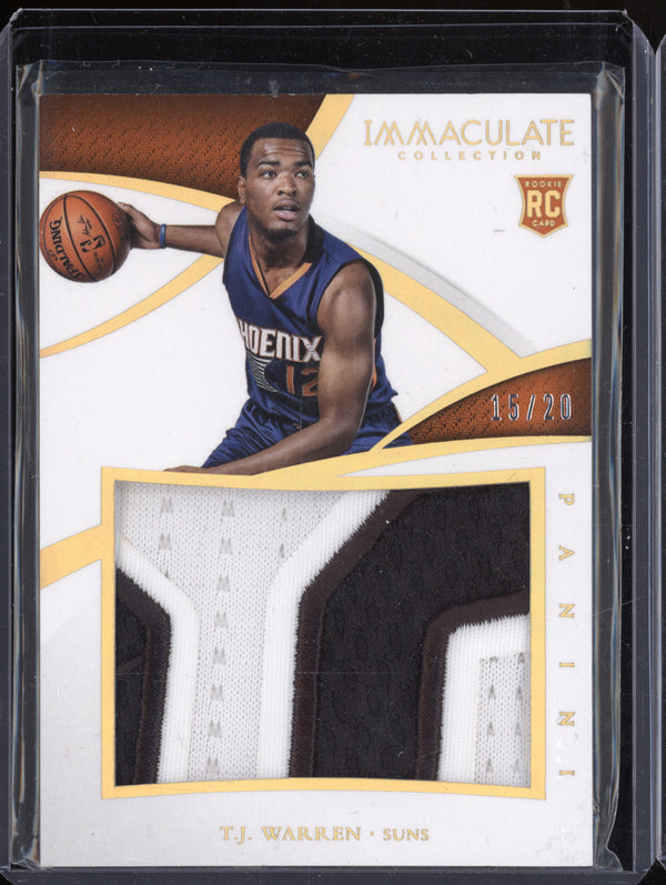 TJ Warren 2014-15 Panini Immaculate RJ-TJ Rookie Jersey Prime Patch RC 15/20