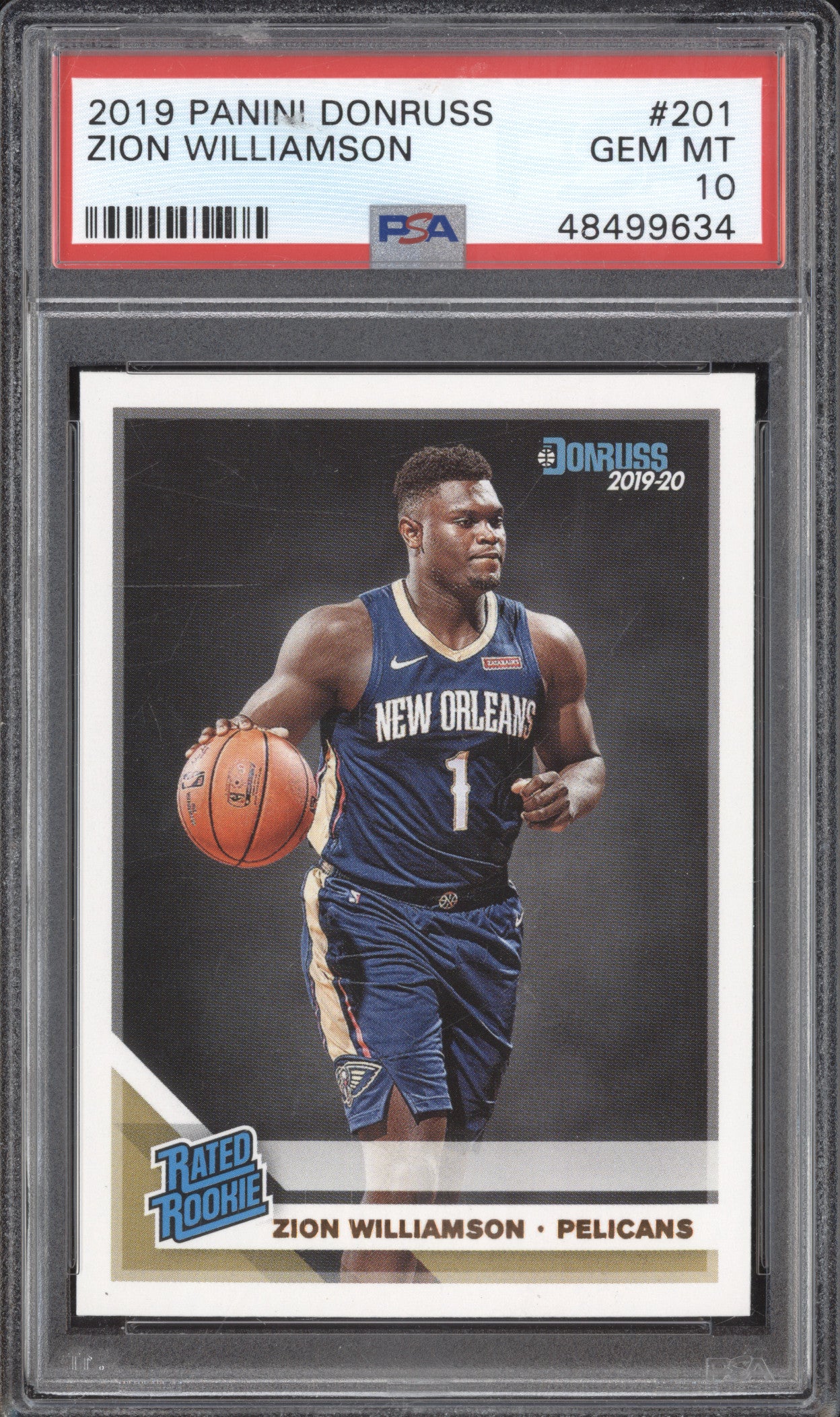 Zion Williamson 2019-20 Panini Donruss 201 RC PSA 10