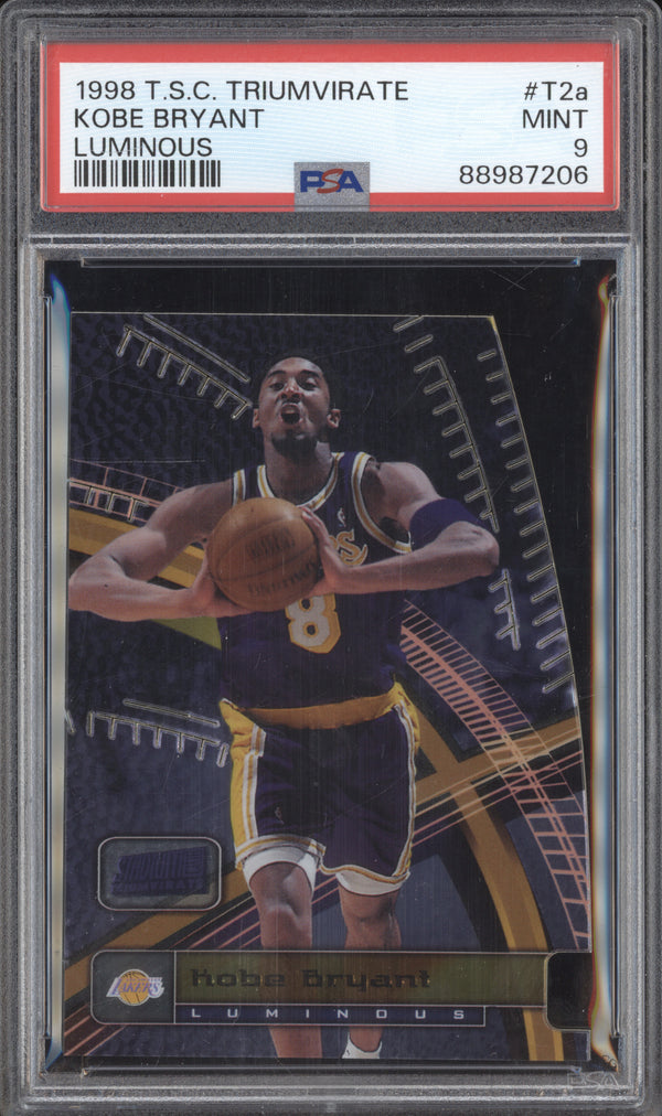 Kobe Bryant 1998-99 Topps Stadium Club Triumvirate T2a Luminous PSA 9