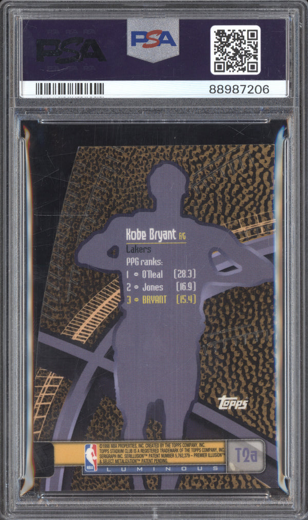 Kobe Bryant 1998-99 Topps Stadium Club Triumvirate T2a Luminous PSA 9