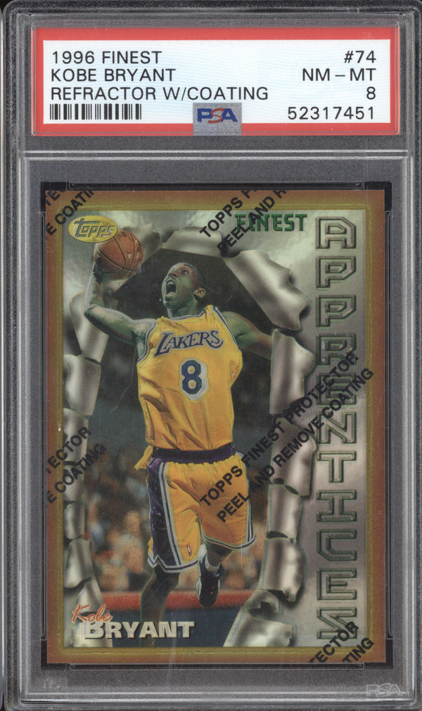 Kobe Bryant 1996-97 Topps Finest 74 Refractor with Coating RC PSA 8