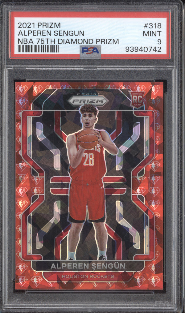 Alperen Sengun 2021-22 Panini Prizm 318 NBA 75th Diamond Prizm RC 38/75 PSA 9