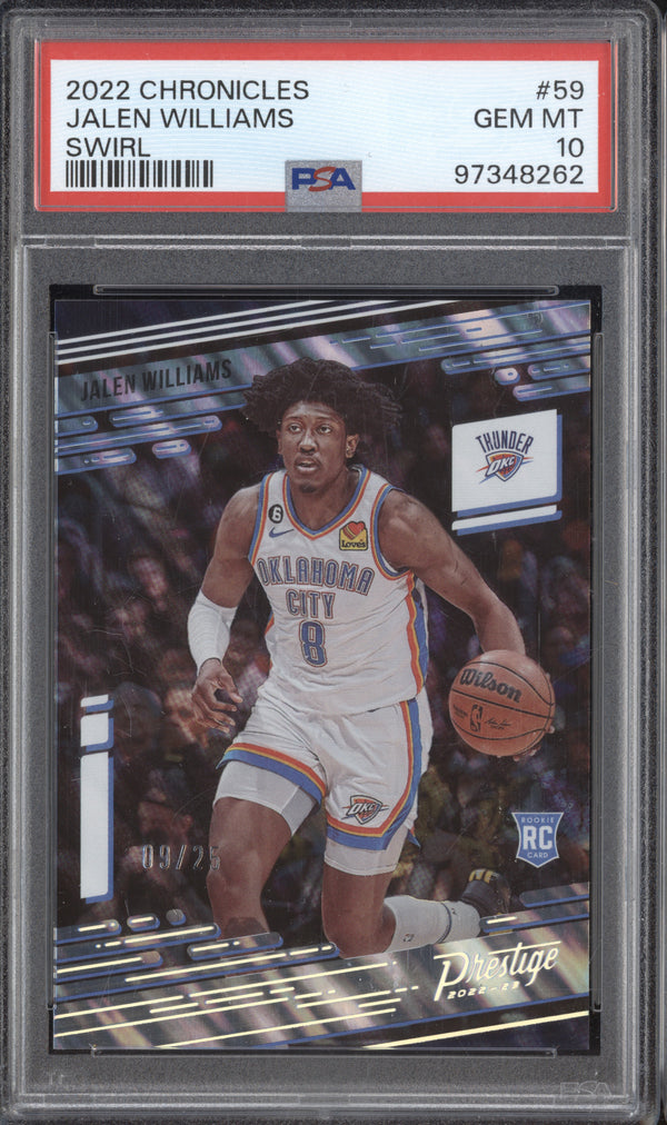 Jalen Williams 2022-23 Panini Chronicles 59 Swirl RC 9/25 PSA 10