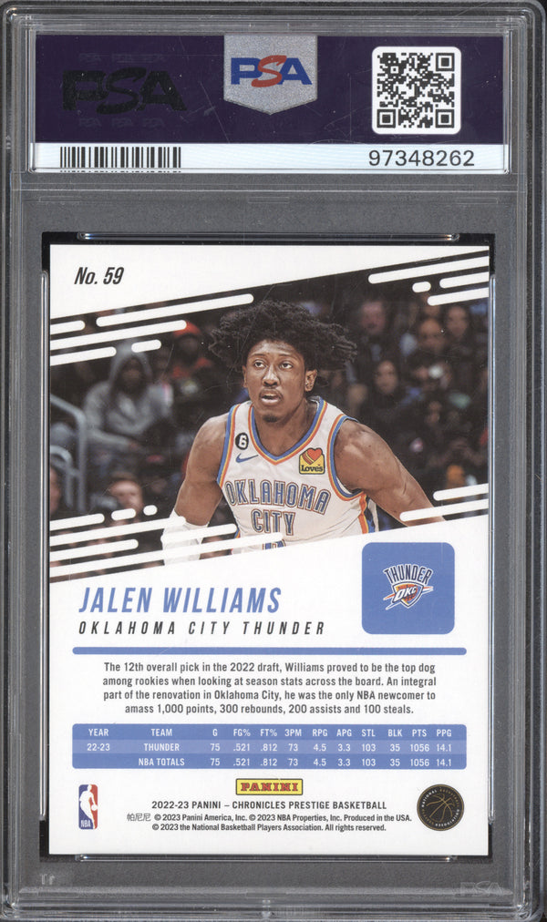 Jalen Williams 2022-23 Panini Chronicles 59 Swirl RC 9/25 PSA 10