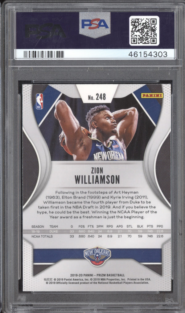 Zion Williamson 2019-20 Panini Prizm 248 RC PSA 10