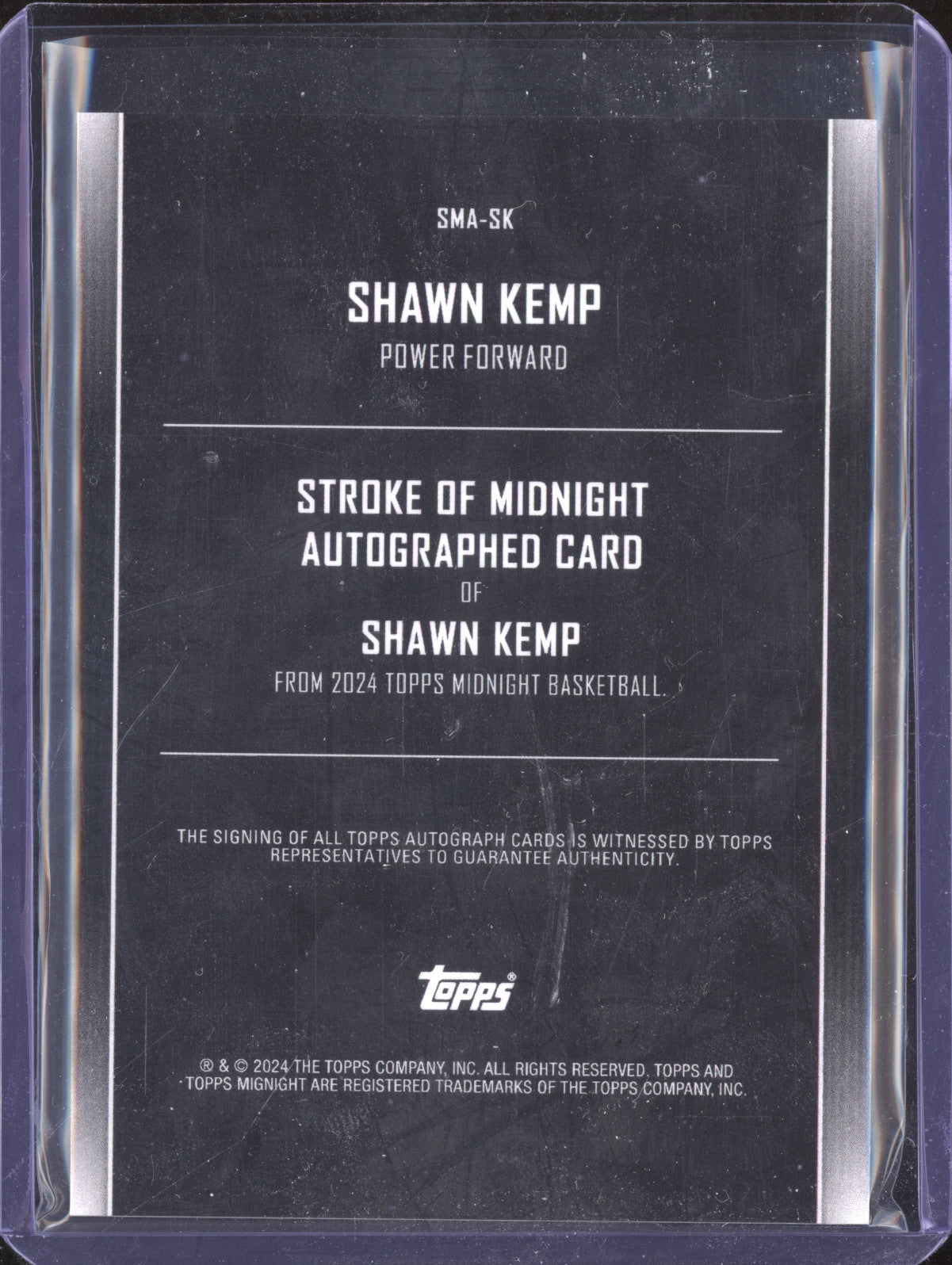 Shawn Kemp 2023-24 Topps Midnight SMA-SK Stroke of Midnight Auto