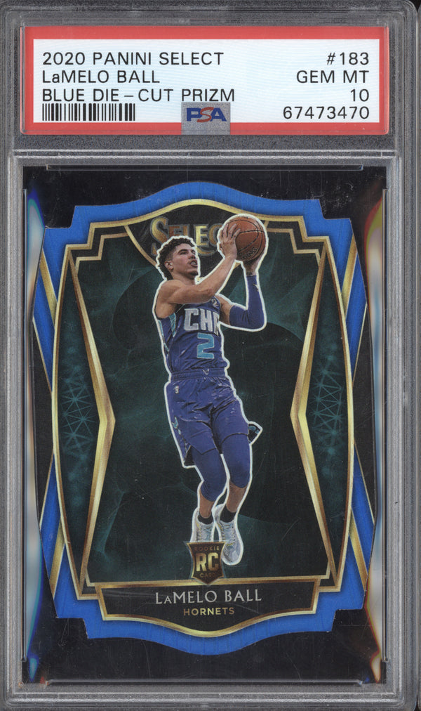 LaMelo Ball 2020-21 Panini Select 183 Blue Die-Cut RC 243/249 PSA 10