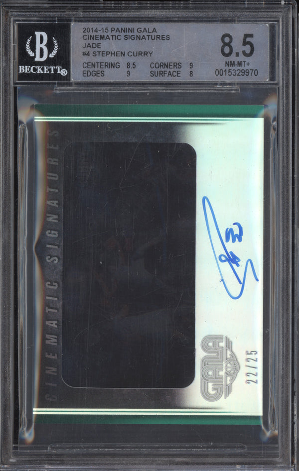 Stephen Curry 2014-15 Panini Gala 4 Cinematic Signatures Jade 22/25 BGS 8.5