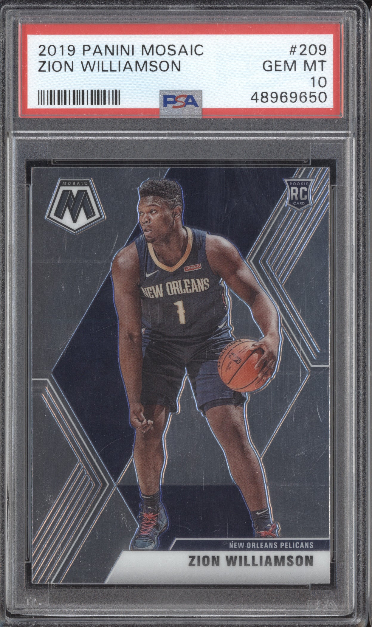 Zion Williamson 2019-20 Panini Mosaic 209 RC PSA 10