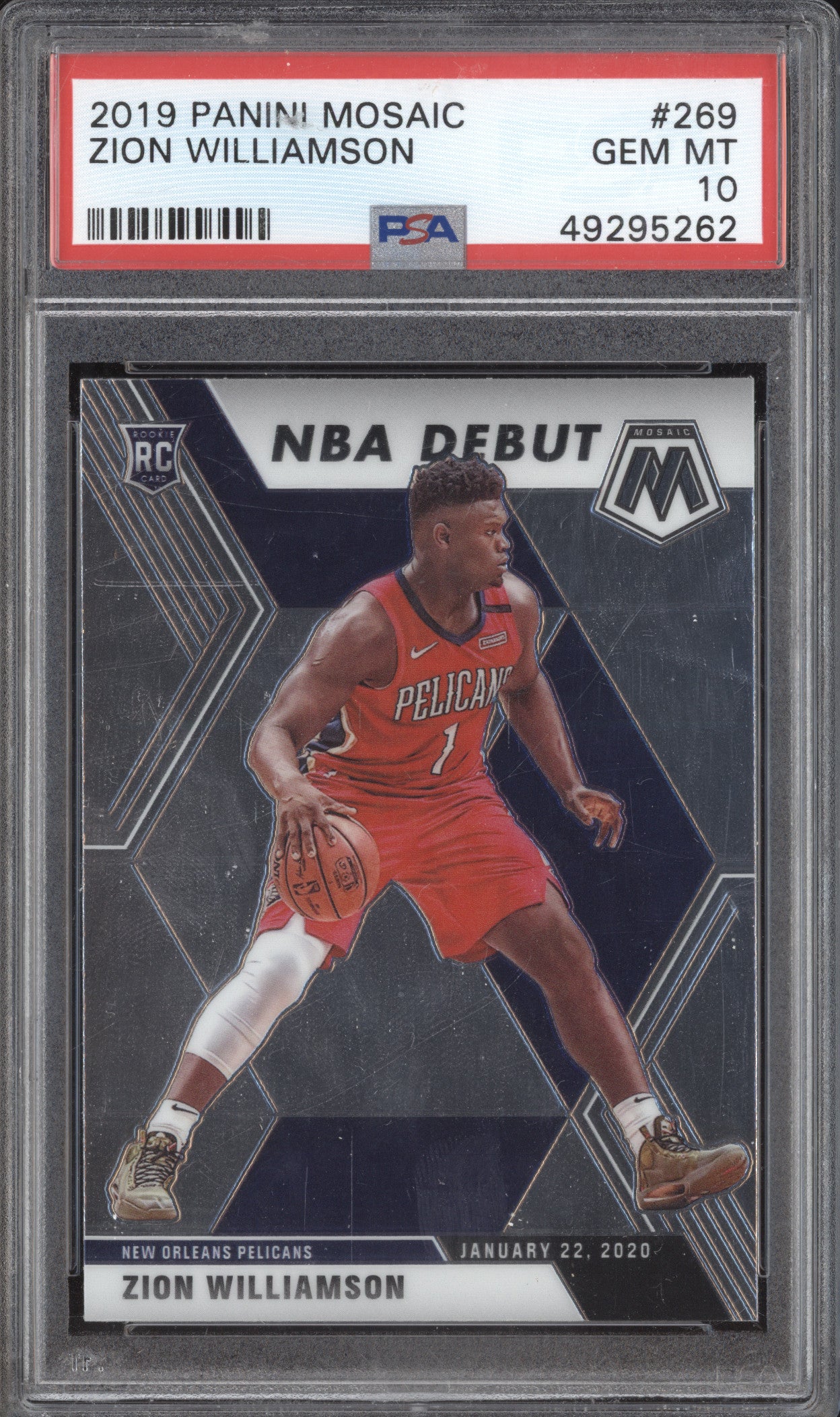 Zion Williamson 2019-20 Panini Mosaic 269 NBA Debut RC PSA 10